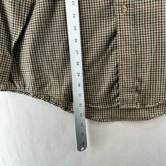 Lands End Shirt Mens Sz 16 1/2 Regular Fit Button Down Long Sleeve Gingham Beige - Picture 8 of 11